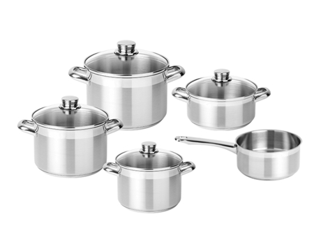 Batería de Cocina SILAMPOS Alegro Glass 5 Piezas Acero inoxidable 18/10