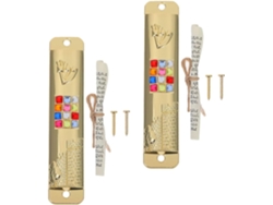 Juego 2 Mezuzás Decorativas Metal Pergamino Kosher Decoraciones Judías Hechas Marcos Puertas Interiores Mano