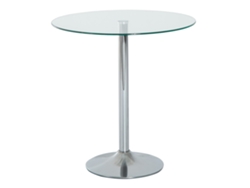 Mesa Comedor Redonda Cristal Estructura Metálica Plateado