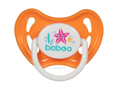 Chupete Simétrico de Silicona BABOO, Naranja, Sea Life, 6 meses
