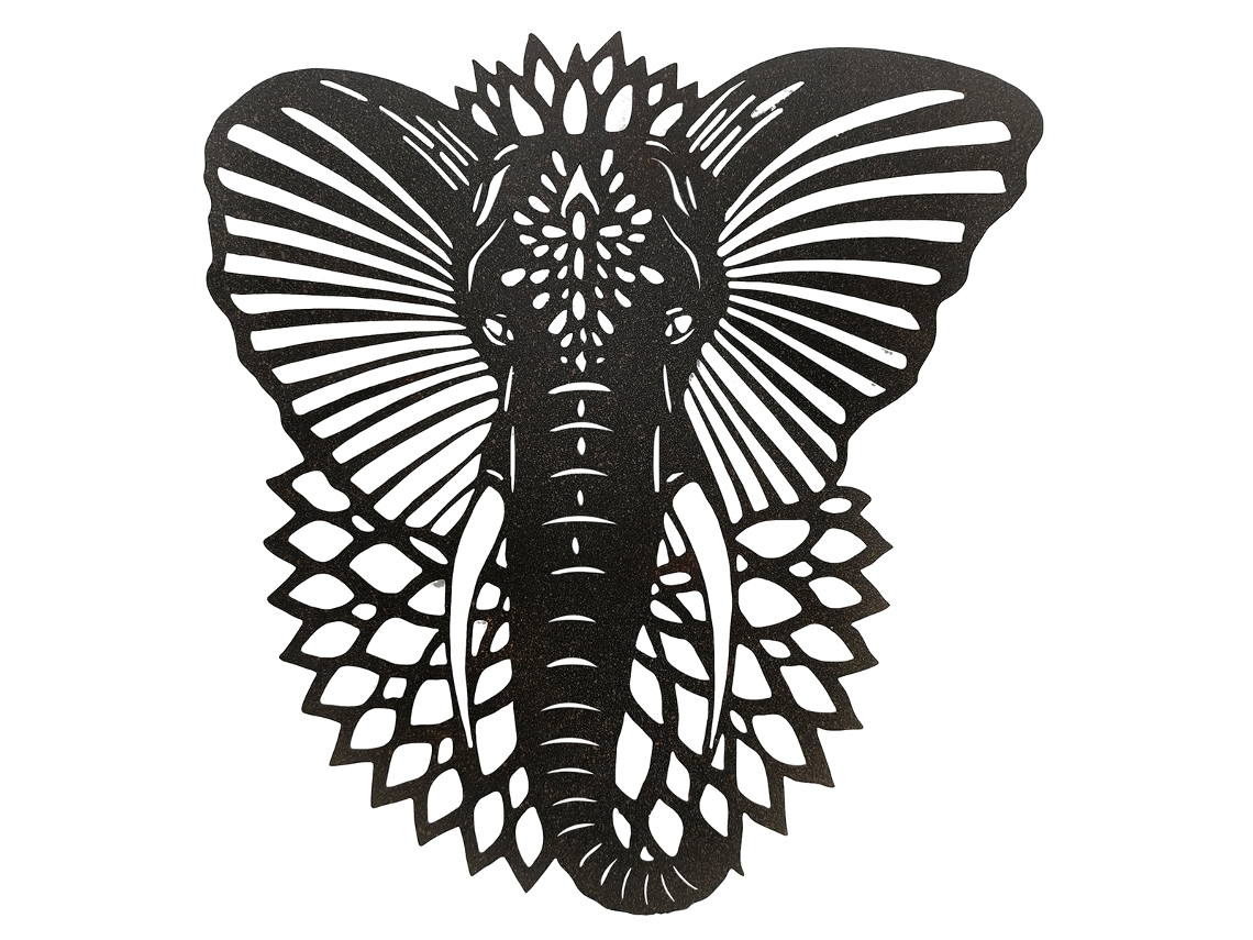 ORIGEN Home Decor Elefante Decoracion Pared Apliques Metal Etnico Gris 60x52x5cm BY SIGRIS