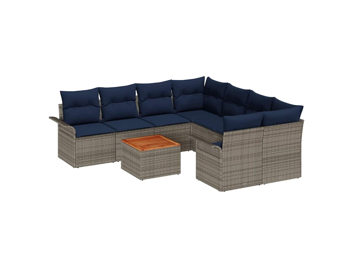 Maison Exclusive - Conjunto De Sofás De Jardín 9 Pcs Gris Y Azul Marino