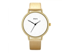 Reloj De Pulsera De Cuarzo Para Pareja Con Correa De Pu, Estilo Sencillo, Dorado.