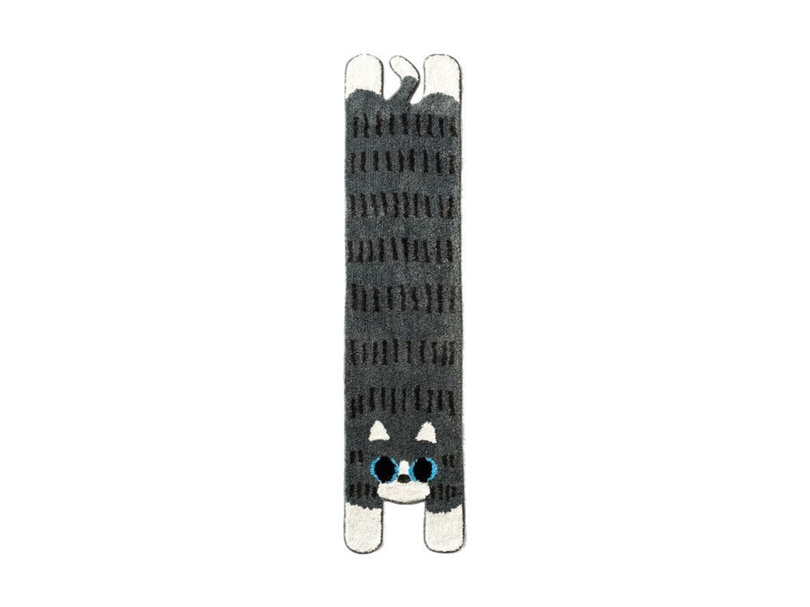 2026-alfombra De Baño Adorable Forma De Gato Largo Terciopelo Suave Grueso Antideslizante 60x160cm Gris