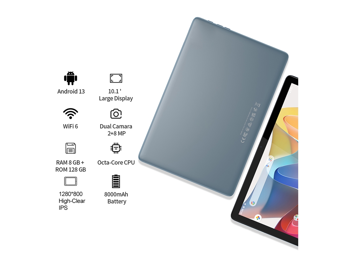 Tablet Android de 10,1 pulgadas, 8 GB de RAM, 128 GB de ROM, 1 TB ampliable, batería de 8000 mAh, color dorado