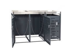 Cache Poubelles Triple 3 Bacs 80 À 120l Avec Bac À Plantes Acero inoxidable y acier galvanizado 110x175x62 cm 04_0010366