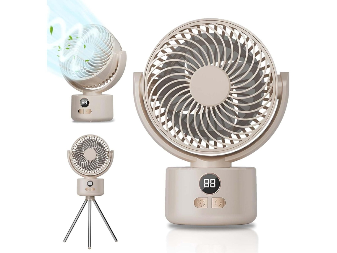 Ventilador De Sobremesa Con Pantalla Digital Y Batería De Larga Duración.