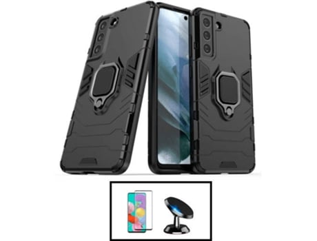 Kit Carcasa Militar Magnética + Protector de Pantalla + Soporte Magnético Samsung Galaxy S22+ 5G G4M Negro