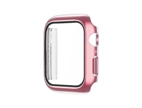 Pieza de galvanoplastia monocromática + cubierta de reloj de película templada para Apple Watch Series 9/8/7 45 mm (rosa)