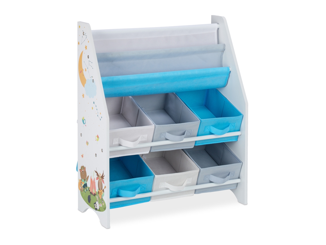 Estante Relaxdays Para Crianças, Design Colorido, 6 Caixas, 2 Prateleiras, Quarto Infantil, Hbt 74 X 62 X 31,5 Cm.