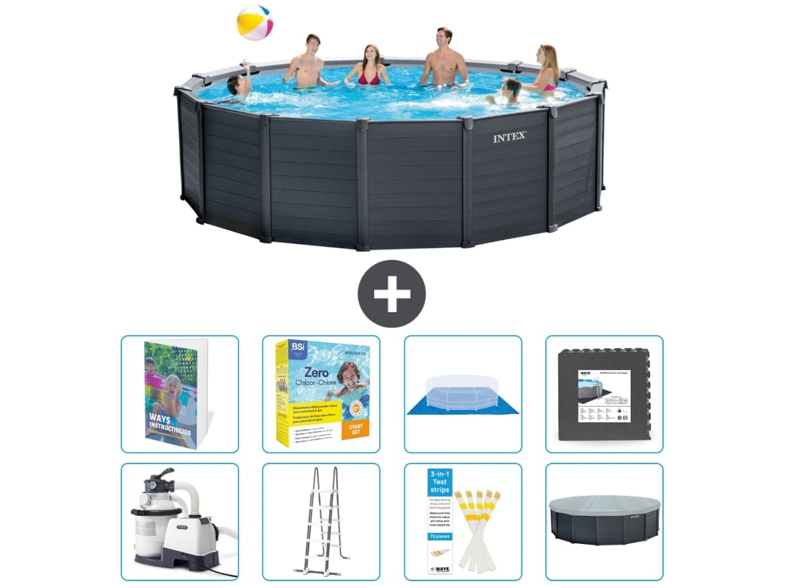 Intex Piscina Graphite Panel Redonda - 478x124 Cm - 9-peças S607