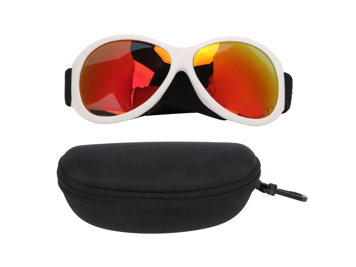 Gafas de sol para perros y gatos, resistentes al viento y al sol, blancas y rojas.