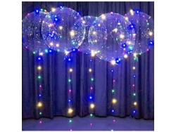 10 Globos Bobo Grandes Y Transparentes Con Luces Led Y Pilas, Multicolor, Para Helio O Aire.
