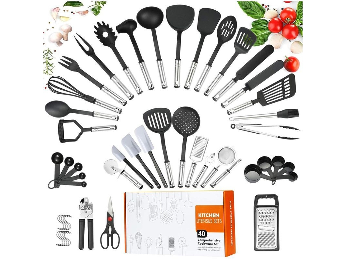 2026-set De Utensilios De Cocina De Nailon 40 Piezas, Resistente Al Calor, Sin Bpa, Para Cocina Segura Y Completa