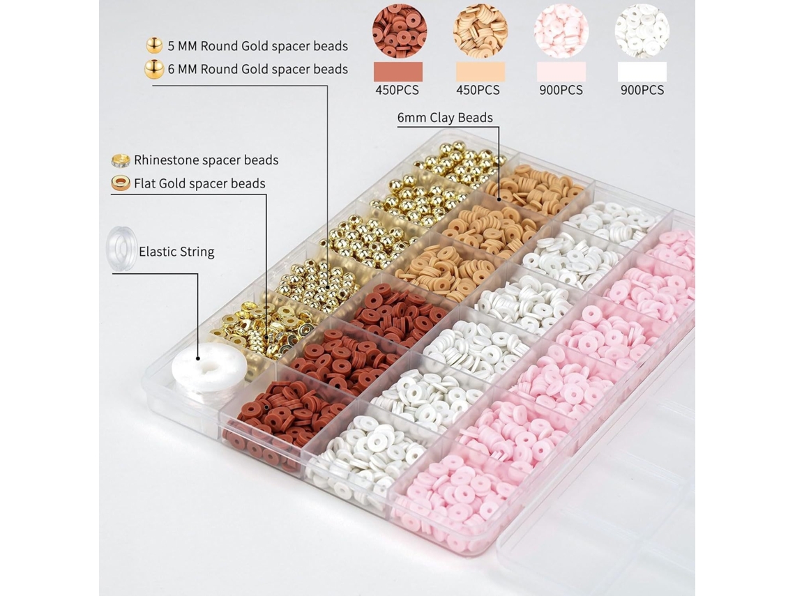 Kit para hacer cuentas de arcilla con 3000 piezas, joyería con cuentas doradas, manualidades DIY, serie Café Mocha, modelo 4. Yunzii