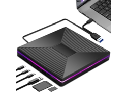 Yunzii - Unidad óptica externa multifuncional 7 en 1 2A2C, grabadora de CD para ordenador, grabadora de CD portátil, unidad óptica externa para portátil