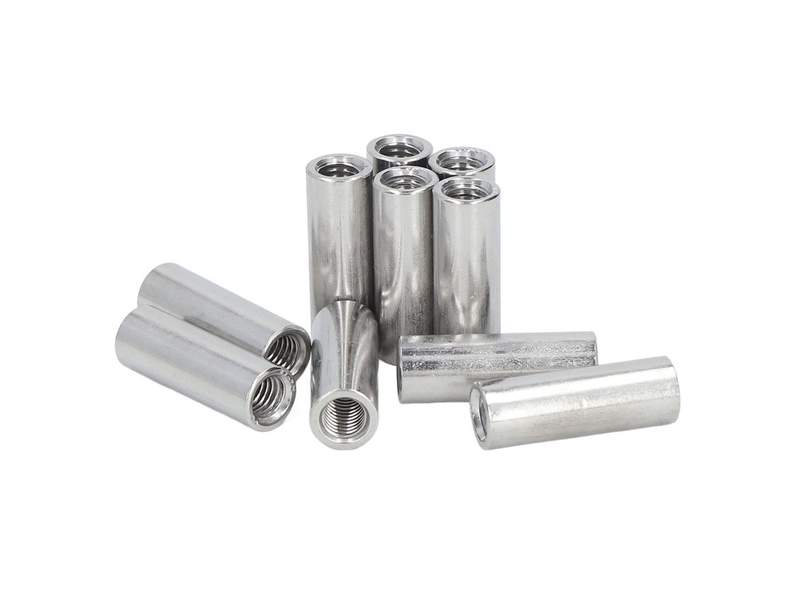 10 Tuercas De Acoplamiento Roscadas Hembra De Acero Inoxidable 304 M8x1.25 L35mm Para Conectores De Barra Redonda