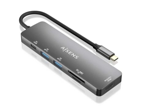 Docking Usb Tipo-C AISENS Asuc-6P016-Gr/ 1Xhdmi/ 2Xusb/ 1Xlector Tarjetas/ 1Xusb Tipo-C Pd/ Gris