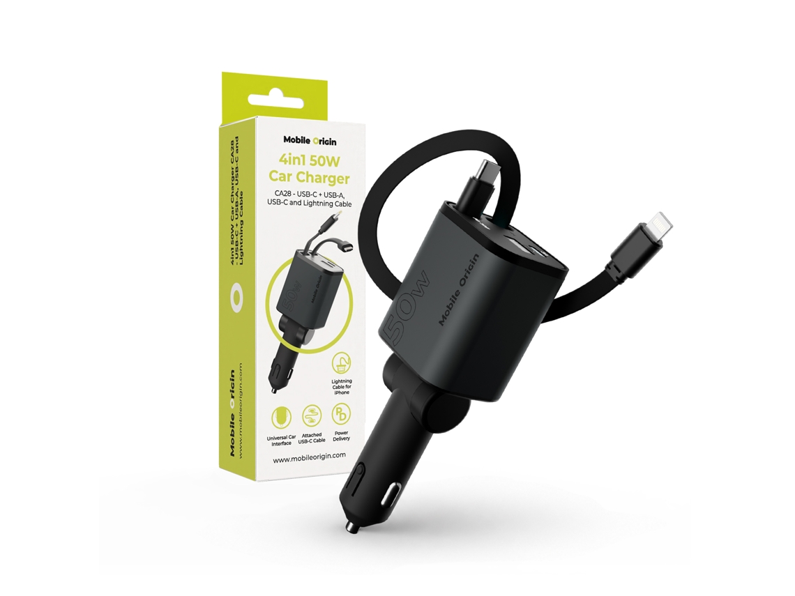 Cargador De Coche Mobile Origin Ca28 4 En 1 50w Usb-c Usb-a Lightning