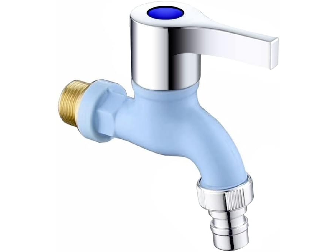 Grifo De Agua, Rosca Macho De 1/2 Pulgada, Montaje En Pared, Conector Rápido Para Lavado (azul) Chrui