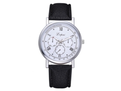 Reloj De Pulsera Para Hombre De Cuero Pu Suave, 6 Agujas, Ventanas, Cuarzo, Negro