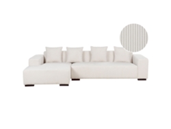 Sofá esquinero BELIANI Lungo de Pana Blanco 285x160x62