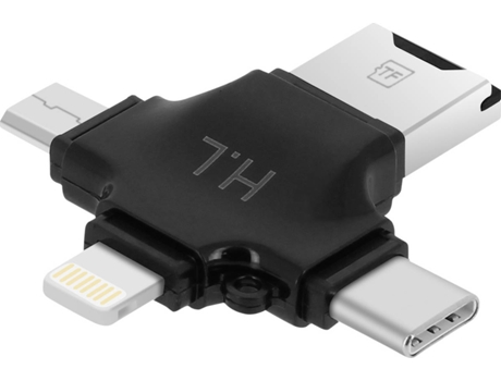 Lector de Tarjetas MicroSD AVIZAR ADA-HL107 4 en 1 (USB-C - Lightning - Micro-USB)