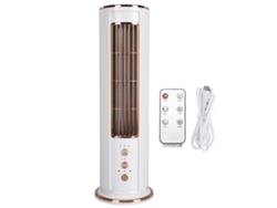 Ventilador de torre sin aspas recargable por USB con control remoto.
