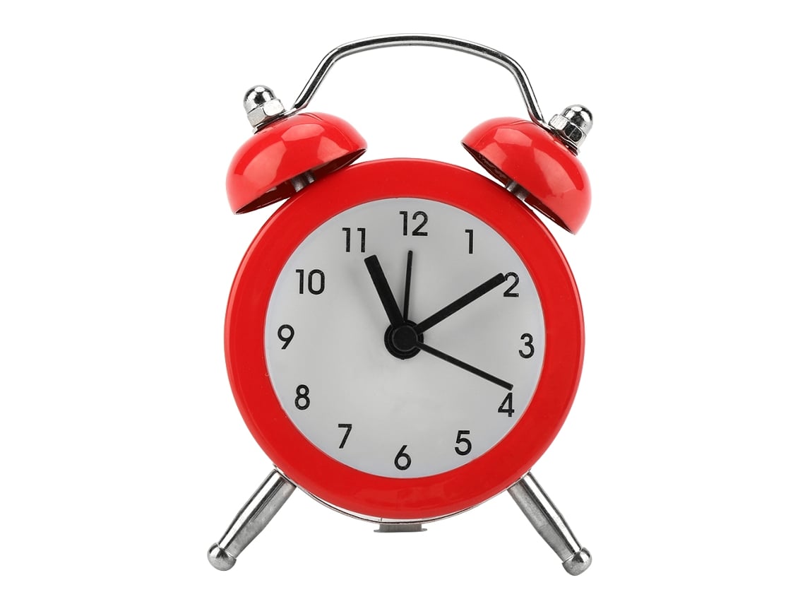 Rebe-reloj Despertador Digital Mini De Metal Portátil Con Batería Exquisito Para Estudiante Rojo 3pulgadas