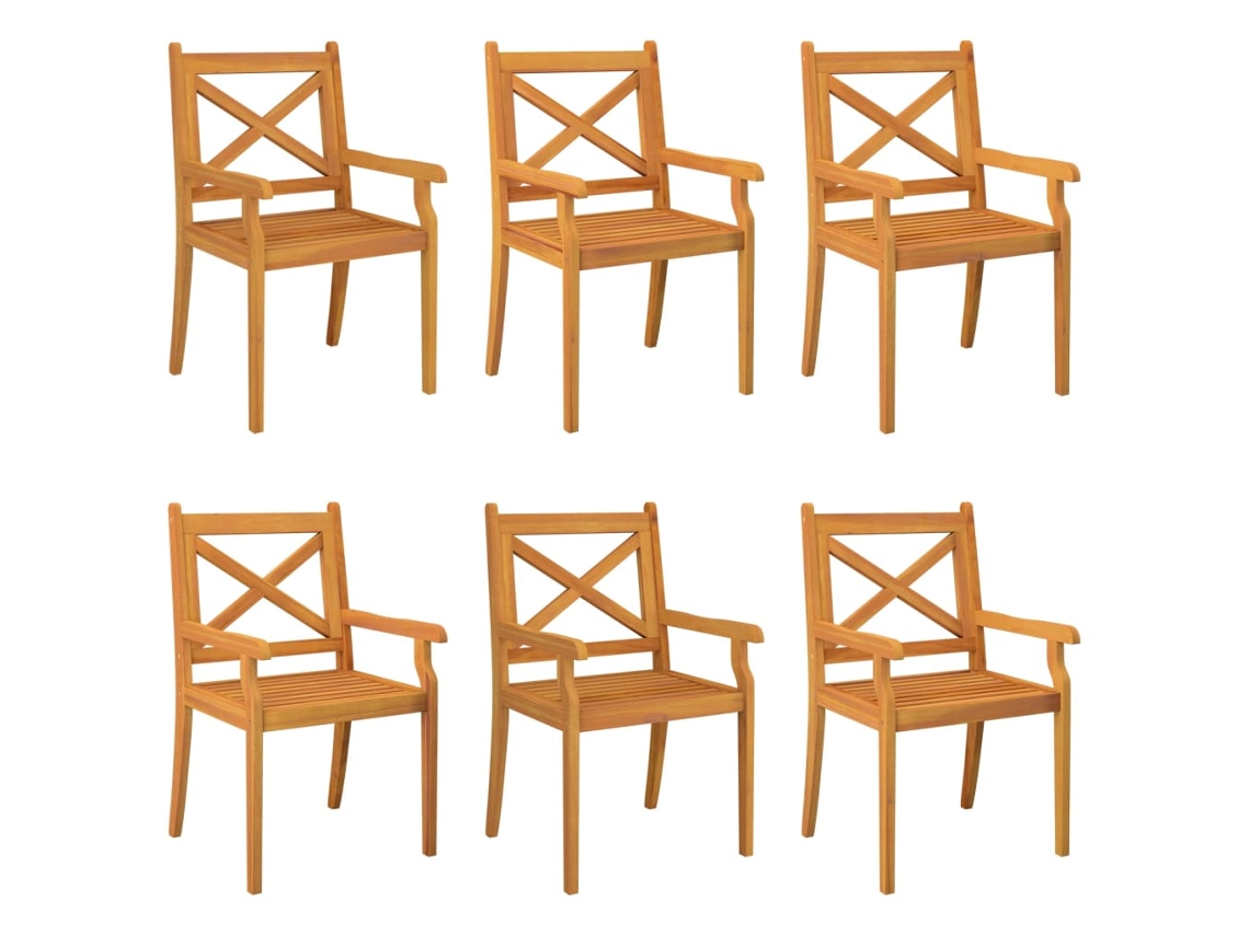Juego de 6 sillas de comedor de jardín de madera maciza de acacia EXCLUSIVA MAISON