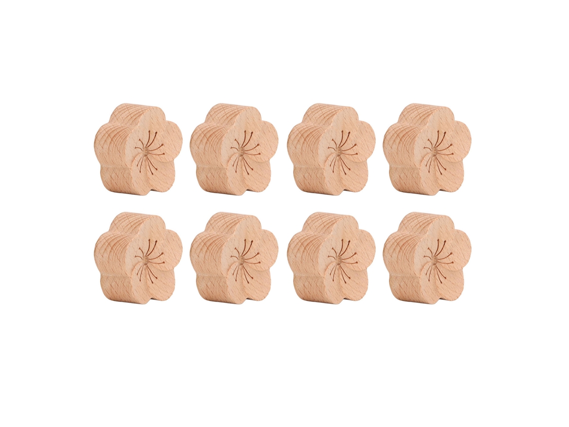 Difusor De Aceites Esenciales Para Coche De 8 Piezas, De Madera De Haya, Con Forma De Flor De Ciruelo, Compacto Y Natural.
