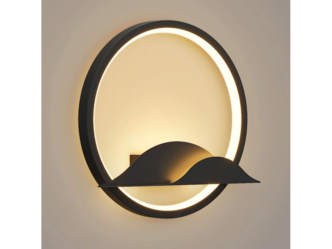 Aplique Mural De Metal Negra Led 20 W 25cm Interior