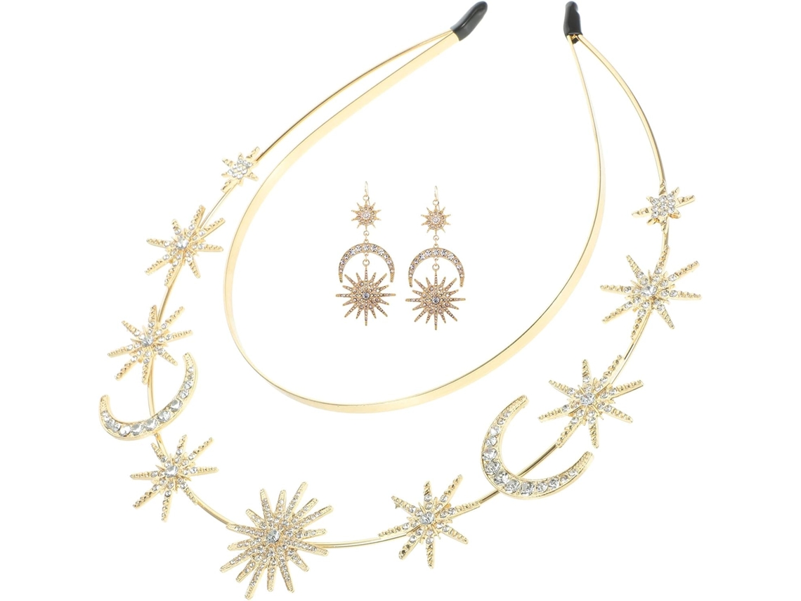Corona De La Diosa Del Sol De Nuobesty Con Estrellas Y Motivos Lunares Para Mujer: Accesorio Para La Cabeza Ideal Para Cumpleaños, Fiestas Y Bailes De Graduación.