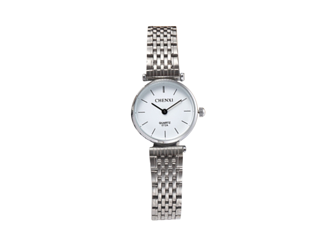 Reloj De Pulsera Ultrafino De Aleación Para Mujer, Acero Inoxidable, Resistente Al Agua, Movimiento De Cuarzo, Color Blanco Plateado.