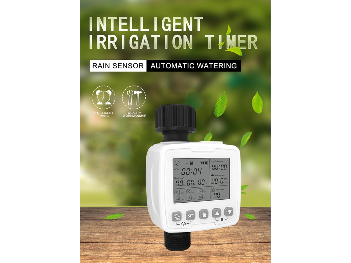 Temporizador De Riego Digital Programable Con Retardo Por Lluvia, Ipx5, Pantalla Lcd Y 6 Programas Independientes Para Jardín Y Césped.