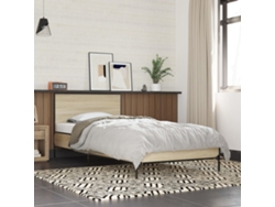 Estructura Cama Madera Ingeniería Metal Roble Sonoma 100x200 Cm