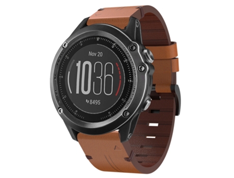Correa Smartwatch para Garmin Fenix 3 26mm con Hebilla de Acero y Piel (Marrón)