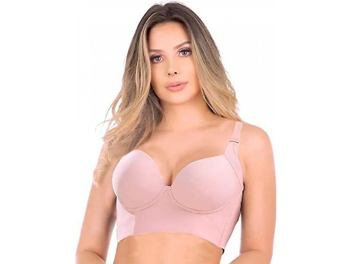 Brassieras Para Mujer Con Tapa Completa De Espalda, Diseño De Copa Profunda Para Ocultar Grasa Y Apoyar Postura 50f Gris
