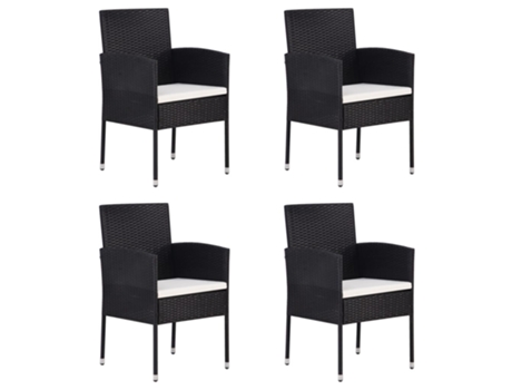 Conjunto 4 Silla De Jardín VIDAXL Negro Poli Ratán