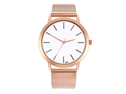Reloj Analógico De Cuarzo Con Correa De Malla Lujo Casual Zhoulianfa Oro Rosa