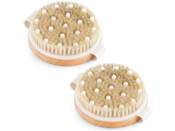2 Cepillos Corporales Secos Con Cerdas Naturales De Jabalí, Cepillo De Baño Para Exfoliación Y Masaje Anticelulítico