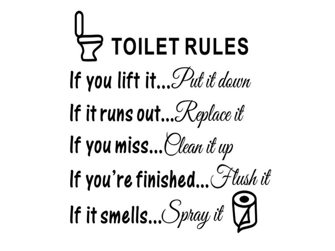 Pegatinas de pared decorativas extraíbles: Consejos sobre las normas del baño en inglés