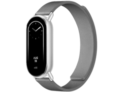 Bracelete Para Xiaomi Smart Band 10/9/8 - Silicone Macio Magnético - Textura De Lichia Cinza