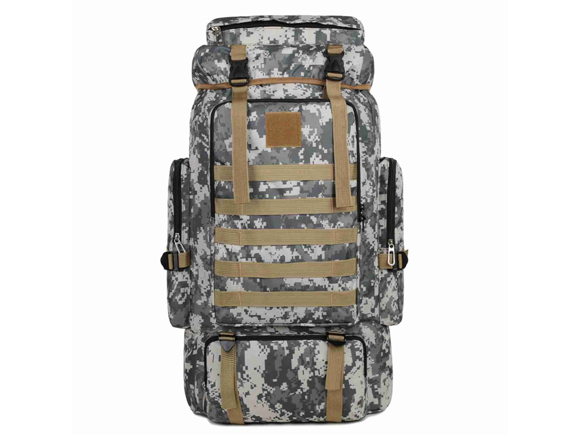 Mochila De Gran Capacidad Para Trekking, Camping Y Senderismo, Mochila De Lona Con Estampado De Camuflaje Para Exteriores.