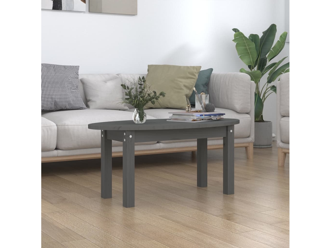 Mesa de Centro de Apoyo 80X40X35 Cm Madera de Pino Maciza Gris