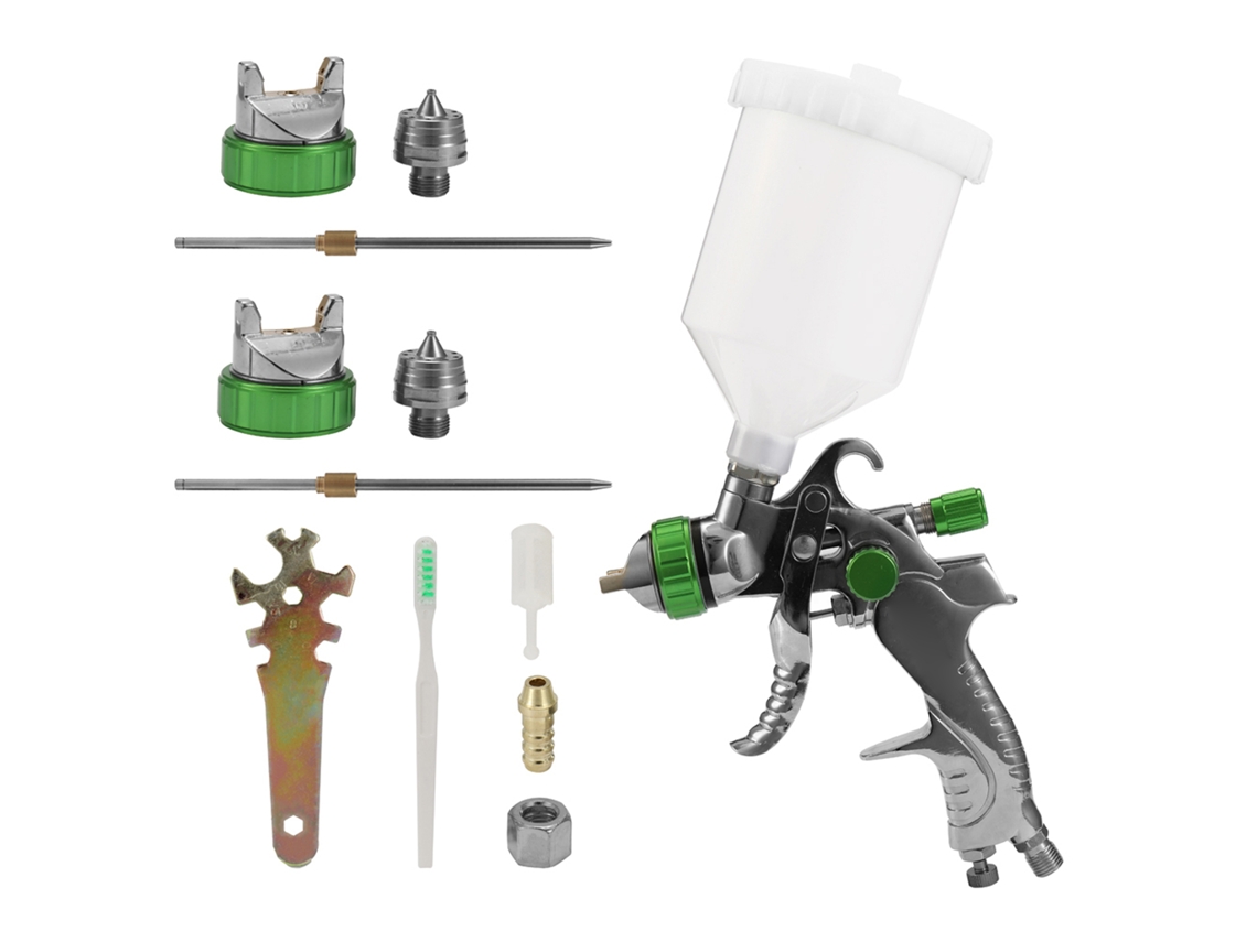 Kit Airbrush Hvlp Máquina De Pintura Com Bicos 1.4mm 1.7mm 2.0mm Aço Inox Para Carros E Reparos