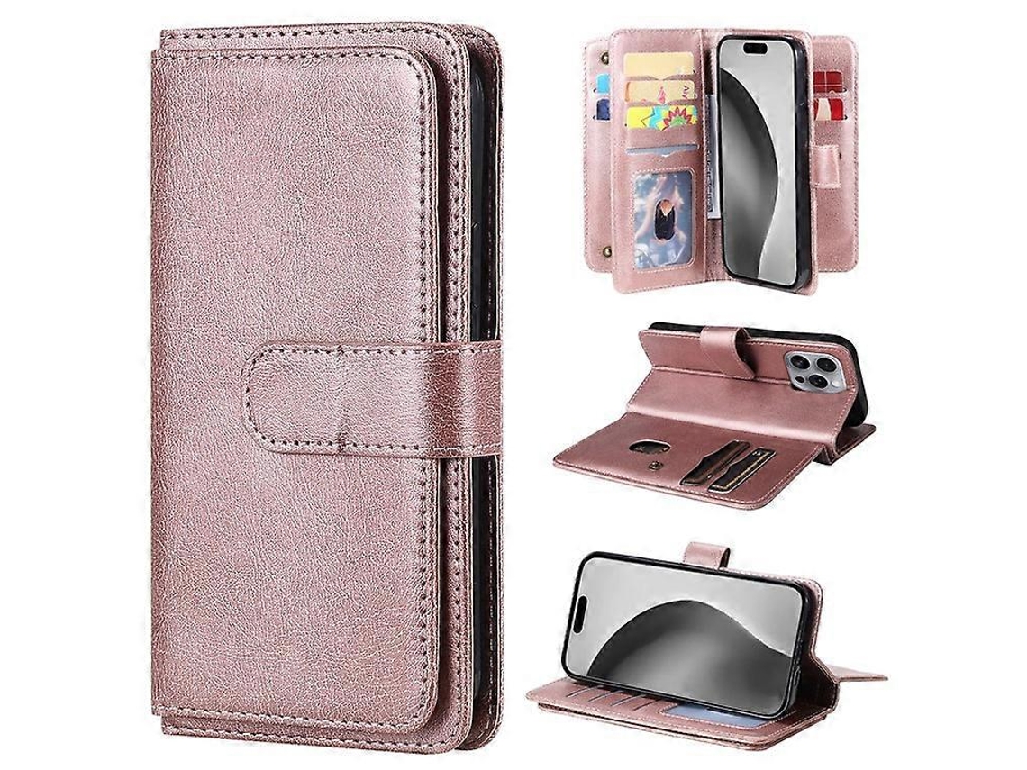 Funda De Cuero Antiarañazos Kt Serie 1 Multifuncional Compatible Con Iphone 16 Pro Max Con 10 Ranuras Para Tarjetas