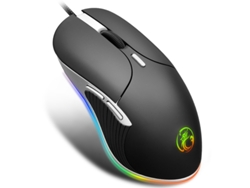 Ratón para juegos Yizhood con cable y luz LED luminosa, 6400 DPI, para PC y portátil, color negro