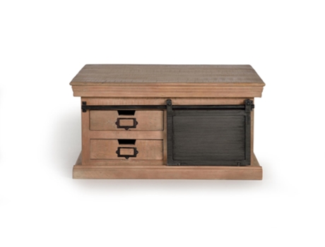 Mesa de café madera de mango y patas de metal natural Marrón.GINER Y COLOMER 45x90x90