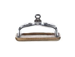 Mantequillera, tapa de cristal, diseño elegante, madera de acacia OEM